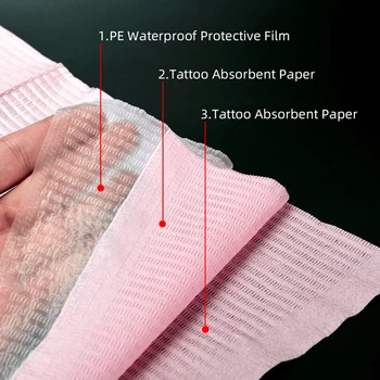 3 Strat De Foi De Unică Folosință Tatuaj Curat Pad Rezistent La Apa De Hârtie, Fețe De Masă Compozit Membrana Tatuaj Ștergeți Prosoape De Hârtie
