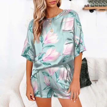 2021 Vară Satin Set de Pijama Femei, Pijamale Lounge Wear pentru Femei Vrac Pijamale de Mătase Acasă se Potrivește Plus Dimensiune XXXL