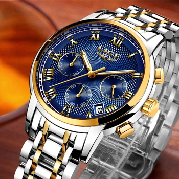 2019 Ceasuri Barbati Brand de Lux LIGE Cronograf Bărbați Ceasuri Sport rezistent la apa Complet din Oțel Cuarț Mens Watch Relogio Masculino+Cutie