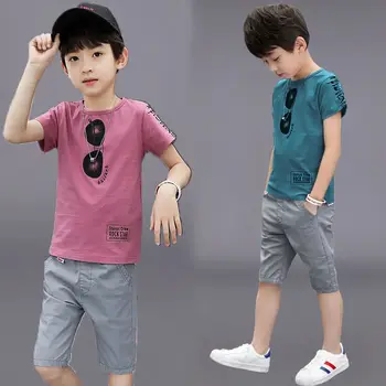 Noi de Vara Baieti Seturi de Îmbrăcăminte pentru Copii T-shirt cu Maneci Scurte +Pantaloni Set Set de Doua Bucati Copii Băieți Copii Haine 6 8 10 11 12 Ani