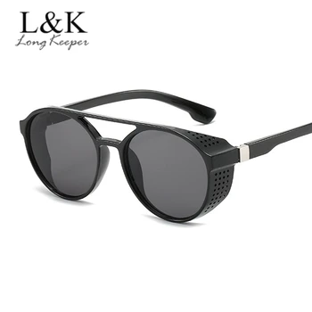 LongKeeper Retro Rotund Steampunk ochelari de Soare Femei Bărbați Laterale Scut de Ochelari Vintage Moda Punk Abur Ochelari de Oculos de sol UV400