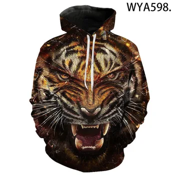 Bărbați, Femei, Copii de Streetwear Jachete Casual Hoody haine Noi de Imprimare 3D Hanorace Animal Pulovere cu Glugă Rece Tigru Hanorace