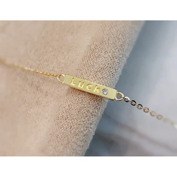 Aazuo 18K Aur Galben Brățară de Diamante Reale Dreptunghiulară Card Bratara Talentat pentru Femei de Ziua Îndrăgostiților Poate Fi Gravat