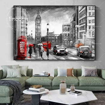 Londra Big Ben Peisaj HD Panza Picturi in Ulei Pentru Living Modern Decor Acasă 1 Buc Perete Postere de Arta Opere de artă Nici un Cadru