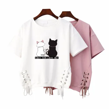 Kawaii haine femei alb t shirt tricou de culoare roz, topuri drăguț animal print stil coreean de vară 2020 fata ropa mujer t-shirt camisetas