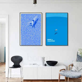 Nordic Abstract, Arta de Perete Imagine Imprimă Un Înotător de Înot Într-O Piscină Panza Pictura Linogravură Postere pentru Camera de zi Decor Acasă