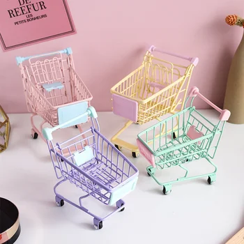 2021 NewMini Supermarket Cărucior de Cumpărături Coș Desktop Model de Jucării pentru Copii Decor Acasă în Miniatură