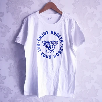 Bucurați-vă de Sănătate Mânca Miere de Albine Amuzant Femei Tricou Tricou Rotund Gat Camasa Casual All-meci Tricouri Tricou Bumbac Topuri