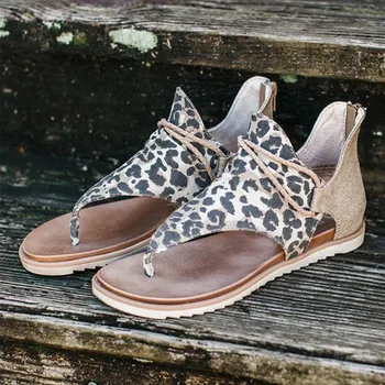 Vara Femei Leopard Clip-Toe Pantofi Doamnelor Spate cu Fermoar Apartamente Confortabile Sandale Casual, de sex Feminin, Sandale de Plajă schoenen vrouw 2021