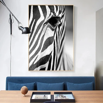 Alb și negru African Zebra Animal Pictura Panza Printuri si Postere Cuadros de Arta de Perete de Imagine pentru Camera de zi de Decorare Acasă